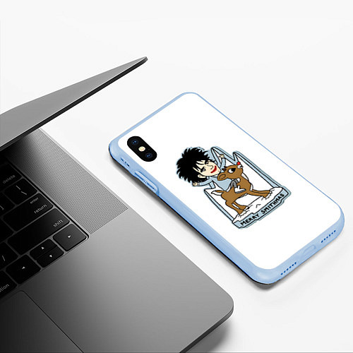 Чехол iPhone XS Max матовый The Cure - Robert Smith fun / 3D-Голубой – фото 3