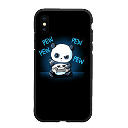 Чехол iPhone XS Max матовый Panda gamer, цвет: 3D-черный