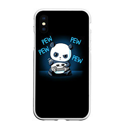 Чехол iPhone XS Max матовый Panda gamer, цвет: 3D-белый