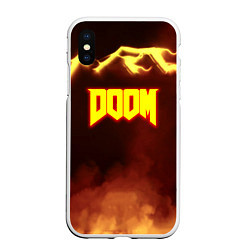 Чехол iPhone XS Max матовый Doom storm огненное лого, цвет: 3D-белый