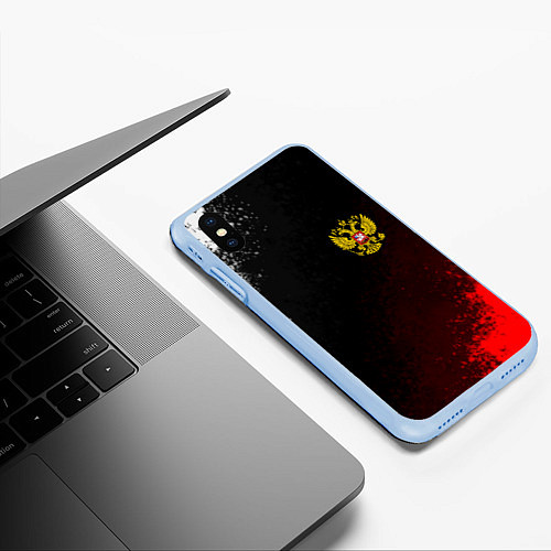 Чехол iPhone XS Max матовый Герб РФ краски империи / 3D-Голубой – фото 3