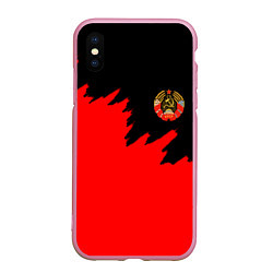 Чехол iPhone XS Max матовый СССР красный стиль силы, цвет: 3D-розовый