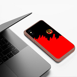 Чехол iPhone XS Max матовый СССР красный стиль силы, цвет: 3D-коричневый — фото 2