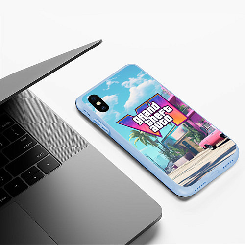 Чехол iPhone XS Max матовый GTA 6 Vice city / 3D-Голубой – фото 3