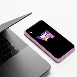 Чехол iPhone XS Max матовый Gta 6 logo, цвет: 3D-сиреневый — фото 2