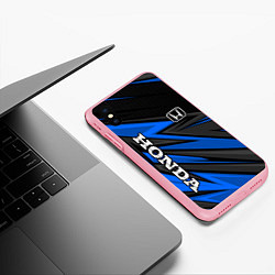 Чехол iPhone XS Max матовый Honda motors - синяя спортивная абстракция, цвет: 3D-баблгам — фото 2