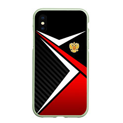 Чехол iPhone XS Max матовый Russia - black and red, цвет: 3D-салатовый