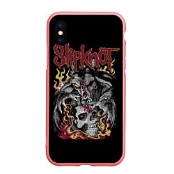 Чехол iPhone XS Max матовый Slipknot - злодей, цвет: 3D-баблгам