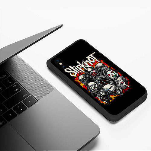 Чехол iPhone XS Max матовый Slipknot метал-группа / 3D-Черный – фото 3