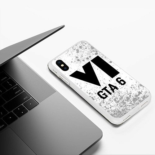 Чехол iPhone XS Max матовый GTA 6 glitch на светлом фоне / 3D-Белый – фото 3