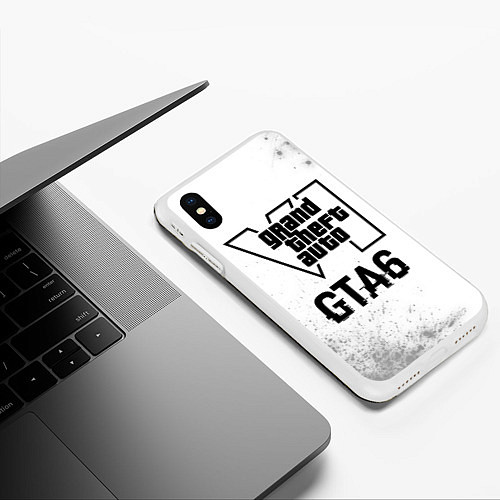 Чехол iPhone XS Max матовый GTA6 glitch на светлом фоне / 3D-Белый – фото 3