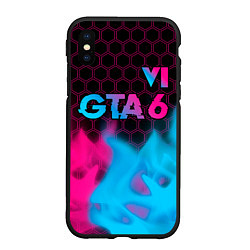 Чехол iPhone XS Max матовый GTA 6 - neon gradient посередине, цвет: 3D-черный