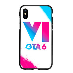 Чехол iPhone XS Max матовый GTA 6 neon gradient style, цвет: 3D-черный