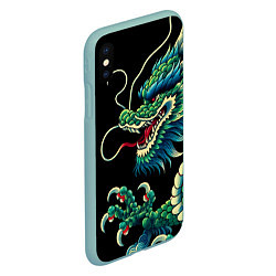 Чехол iPhone XS Max матовый Japanese irezumi - dragon, цвет: 3D-мятный — фото 2