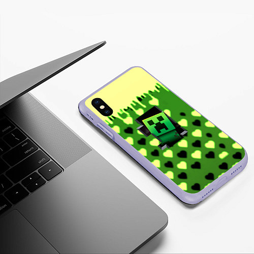 Чехол iPhone XS Max матовый Minecraft love toxic / 3D-Светло-сиреневый – фото 3