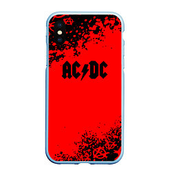 Чехол iPhone XS Max матовый AC DC skull rock краски, цвет: 3D-голубой