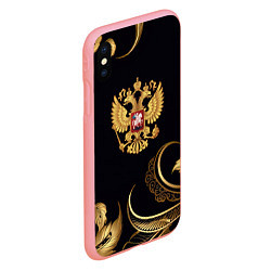 Чехол iPhone XS Max матовый Золотой герб России и объемные листья, цвет: 3D-баблгам — фото 2