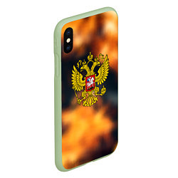 Чехол iPhone XS Max матовый Герб РФ градиент огня, цвет: 3D-салатовый — фото 2