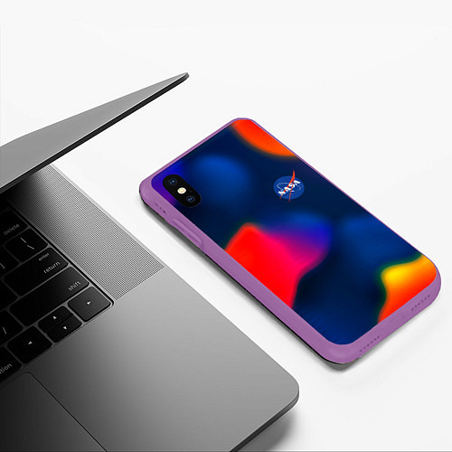 Чехол iPhone XS Max матовый Nasa gradient sportcolor / 3D-Фиолетовый – фото 3