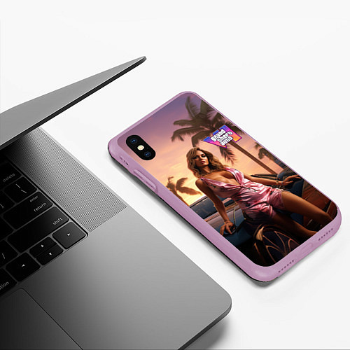 Чехол iPhone XS Max матовый GTA 6 girl / 3D-Сиреневый – фото 3