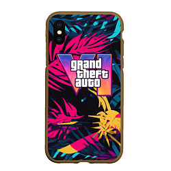 Чехол iPhone XS Max матовый GTA 6 logo abstract, цвет: 3D-коричневый