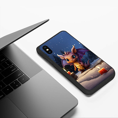 Чехол iPhone XS Max матовый Дракон магистр сказочной ночи / 3D-Черный – фото 3