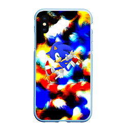 Чехол iPhone XS Max матовый Sonic colors, цвет: 3D-голубой