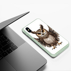 Чехол iPhone XS Max матовый Совушка с крыльями, цвет: 3D-салатовый — фото 2