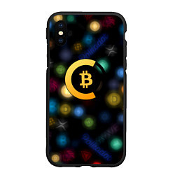 Чехол iPhone XS Max матовый Bitcoin logo criptomoney, цвет: 3D-черный