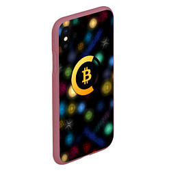 Чехол iPhone XS Max матовый Bitcoin logo criptomoney, цвет: 3D-малиновый — фото 2