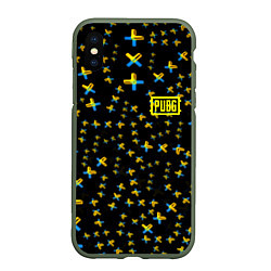 Чехол iPhone XS Max матовый PUBG sticker games, цвет: 3D-темно-зеленый