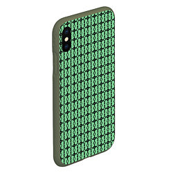 Чехол iPhone XS Max матовый Чёрные узоры на зелёном, цвет: 3D-темно-зеленый — фото 2