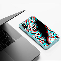 Чехол iPhone XS Max матовый Volkswagen glitch pattern, цвет: 3D-мятный — фото 2