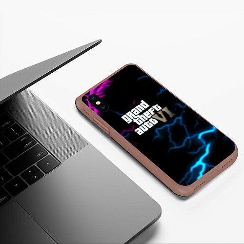 Чехол iPhone XS Max матовый Grand theft auto storm / 3D-Коричневый – фото 3