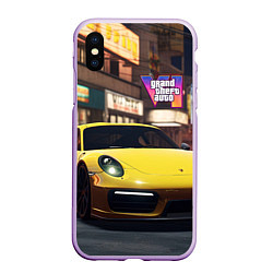 Чехол iPhone XS Max матовый GTA 6 porshe, цвет: 3D-сиреневый