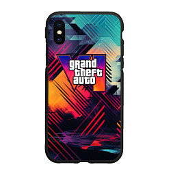 Чехол iPhone XS Max матовый GTA 6 аbstract logo, цвет: 3D-черный