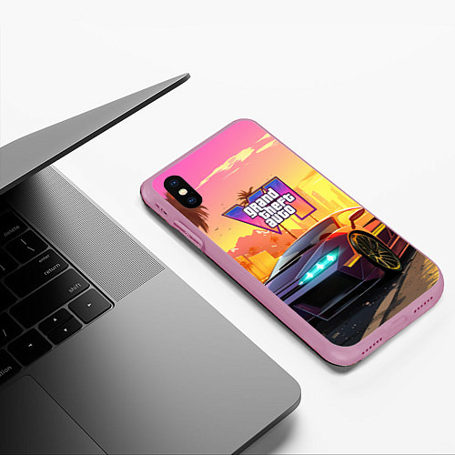 Чехол iPhone XS Max матовый Auto GTA 6 / 3D-Розовый – фото 3