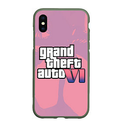 Чехол iPhone XS Max матовый GTA 6 pink, цвет: 3D-темно-зеленый