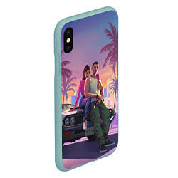 Чехол iPhone XS Max матовый GTA 6 Люсия и Джейсен, цвет: 3D-мятный — фото 2