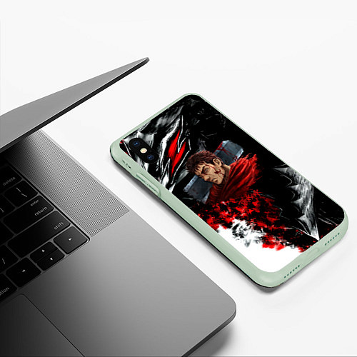 Чехол iPhone XS Max матовый Berserk anime logo / 3D-Салатовый – фото 3