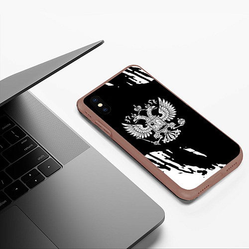 Чехол iPhone XS Max матовый Герб великой страны Россия краски / 3D-Коричневый – фото 3