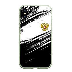 Чехол iPhone XS Max матовый Герб РФ спортивные краски, цвет: 3D-салатовый