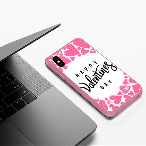 Чехол iPhone XS Max матовый Valentines day / 3D-Малиновый – фото 3