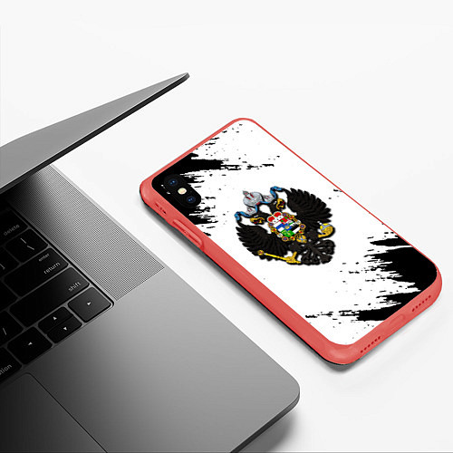 Чехол iPhone XS Max матовый Герб РФ имперская символика / 3D-Красный – фото 3