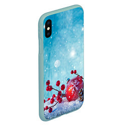 Чехол iPhone XS Max матовый Сhristmas toys, цвет: 3D-мятный — фото 2