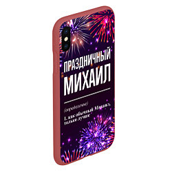 Чехол iPhone XS Max матовый Праздничный Михаил: фейерверк, цвет: 3D-красный — фото 2