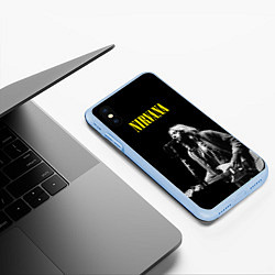 Чехол iPhone XS Max матовый Группа Nirvana Курт Кобейн, цвет: 3D-голубой — фото 2