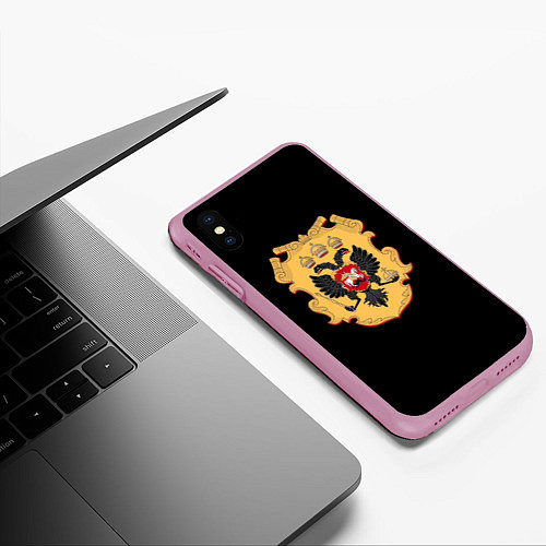 Чехол iPhone XS Max матовый Имперский герб символкика / 3D-Розовый – фото 3