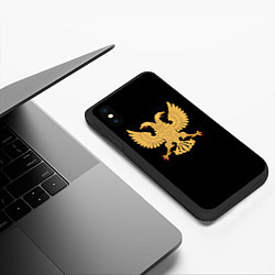 Чехол iPhone XS Max матовый Двуглавый орёл символика России, цвет: 3D-черный — фото 2