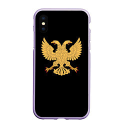 Чехол iPhone XS Max матовый Двуглавый орёл символика России, цвет: 3D-светло-сиреневый